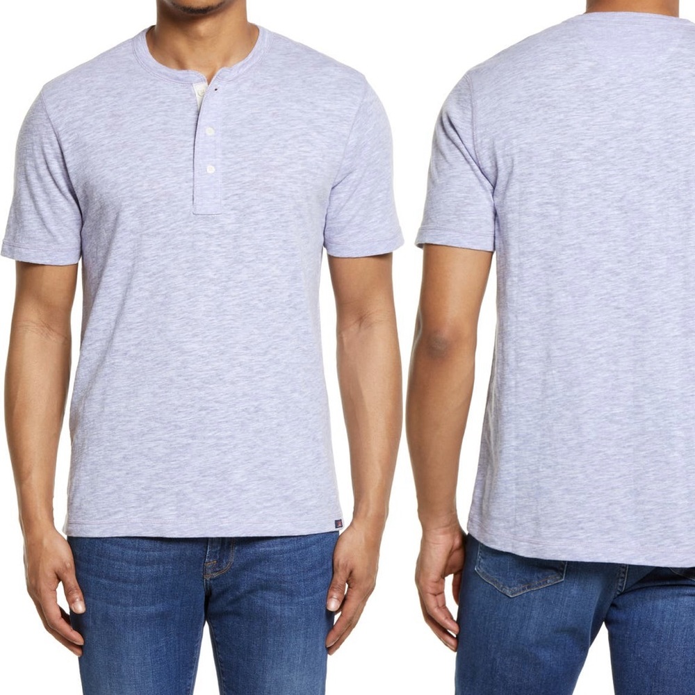 Faherty Short Sleeve Heathered Henley - Picture 4 of 4